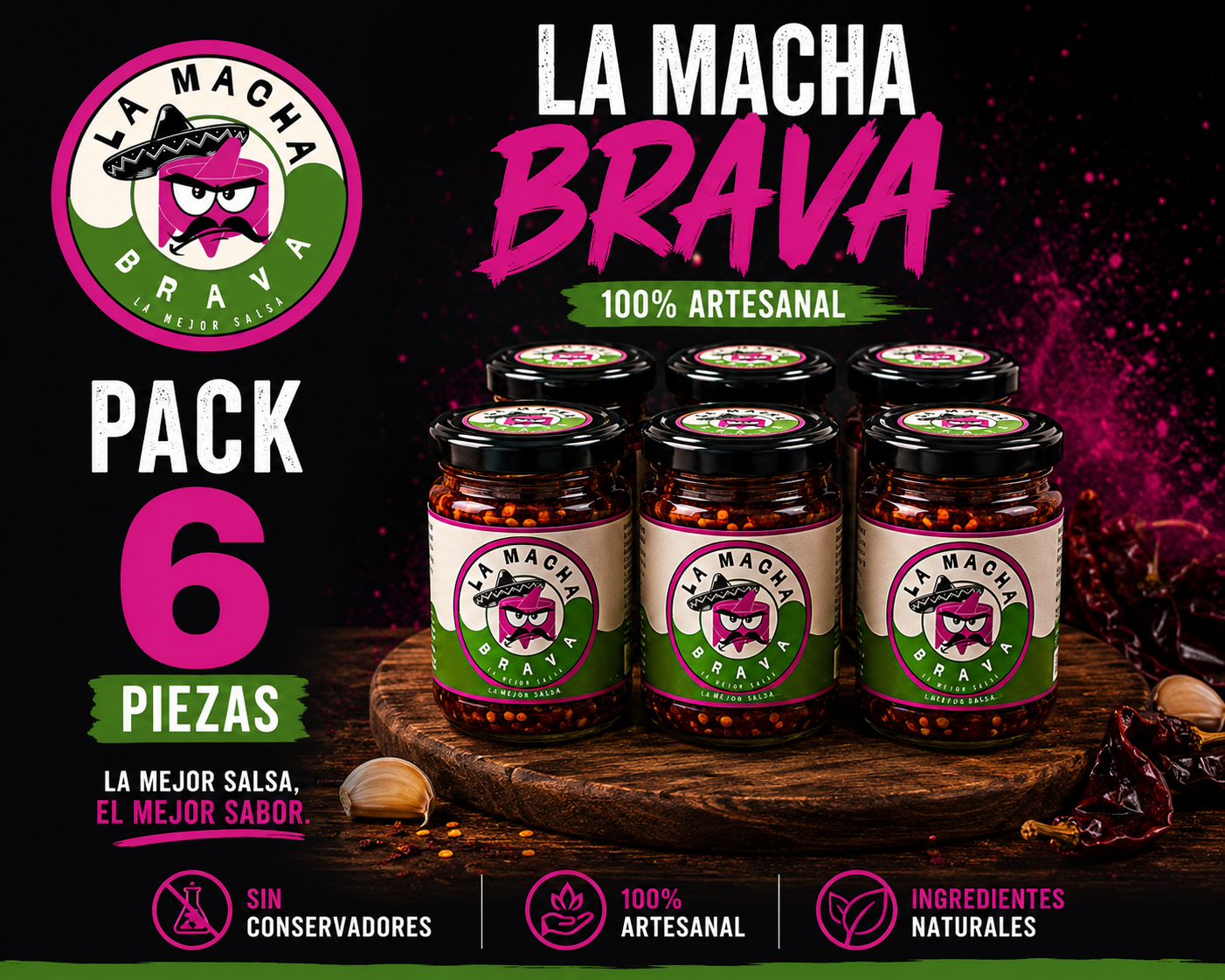 Paquete de 6 piezas La Macha Brava 300ml
